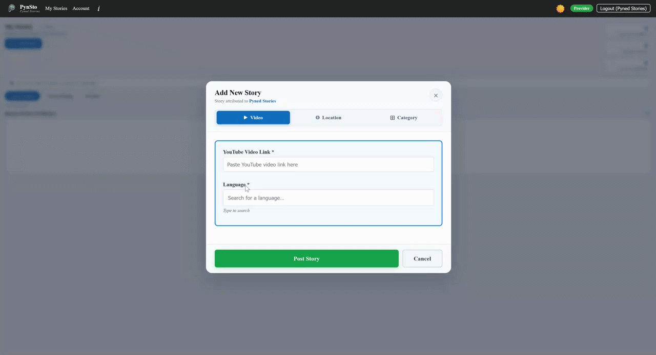 Story add demonstration